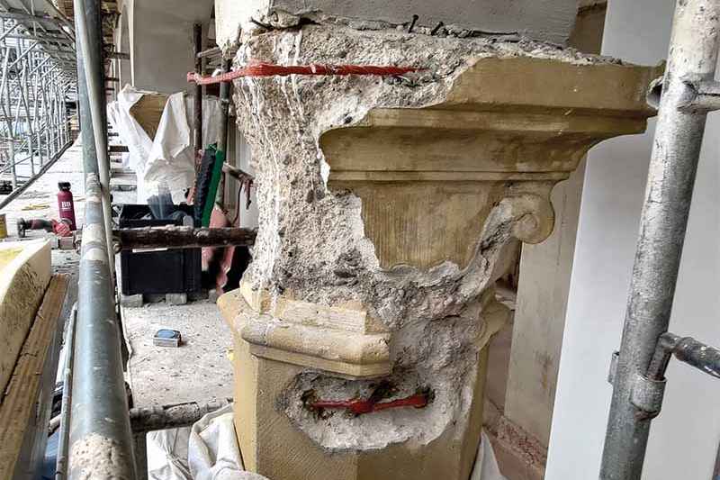 Restoration of the columns at the Terme di Montel